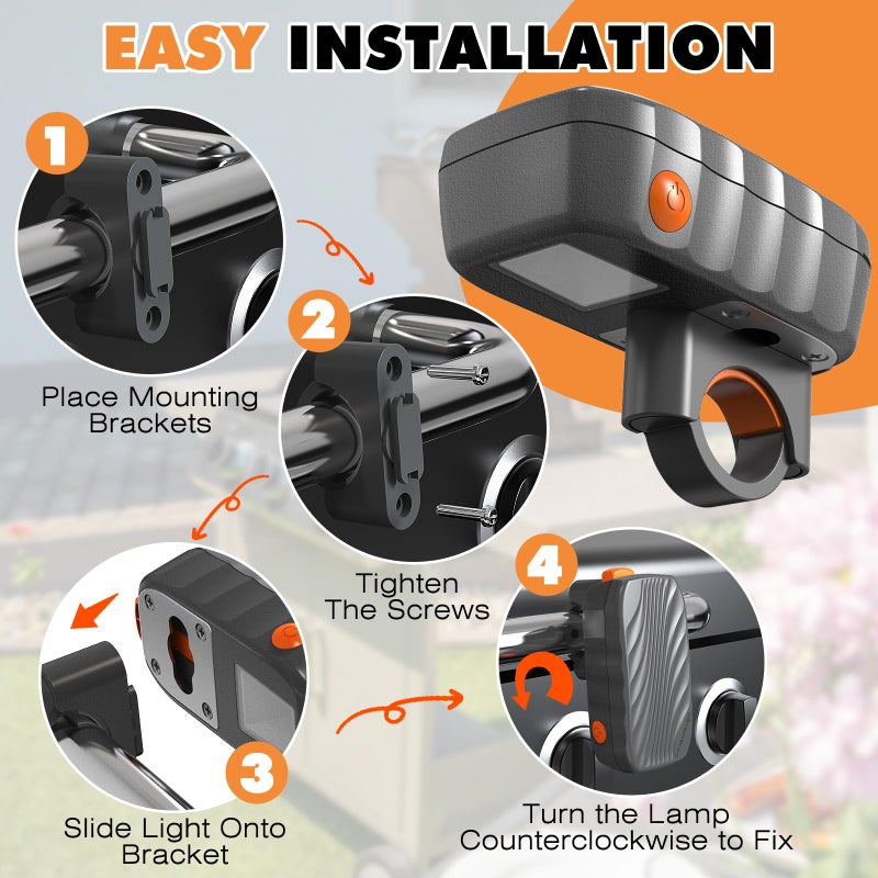OATISLife Grill Light Mounting Bracket Kit, 1 Round & 1 Square Bracket, Compatible with Grill/Griddle Handles from 1-1.4 Inches in Diameter, Only Fits for OATISLife Grill Light - Image 5